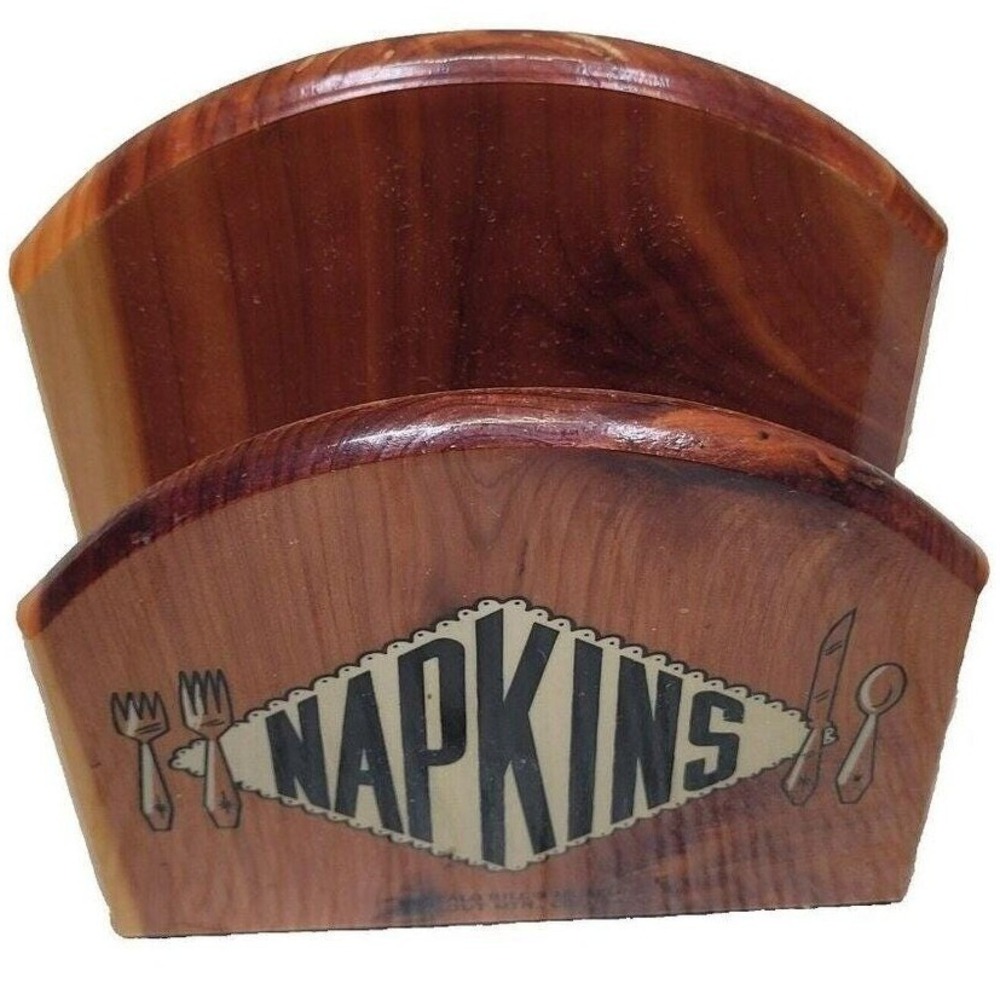 Buffalo Bills Museum Napkin Holder Cedar Wood Brown Vintage Souvenir Colorado